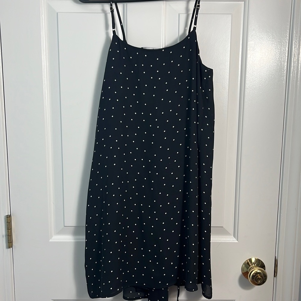 Lulus Dots Going On Black Polka Dot Wrap Mini Dress Size Small - Picture 8 of 15